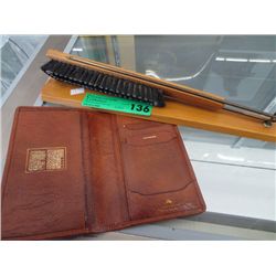 Vintage calf skin wallet and a clothing brush