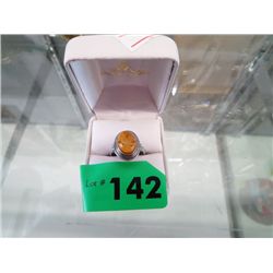 Amber and sterling ring