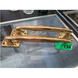 Two heavy brass drawer pulls 10" long