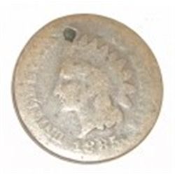 1885 KEY DATE INDIAN HEAD PENNY RED BOOK VALUE IS $8.00+ *NICE EARLY PENNY-COIN IS DAMAGED*!!