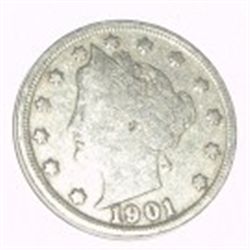 1901 LIBERTY HEAD "V" NICKEL RED BOOK VALUE IS $20.00+ *NICE EARLY VERY FINE GRADE*!!