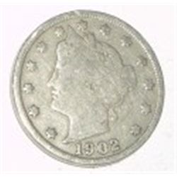 1902 LIBERTY HEAD "V" NICKEL RED BOOK VALUE IS $7.00+ *NICE EARLY FINE GRADE*!!