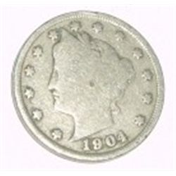 1904 LIBERTY HEAD "V" NICKEL RED BOOK VALUE IS $4.00+ *NICE EARLY VERY GOOD GRADE*!!
