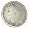 Image 1 : 1906 LIBERTY HEAD "V" NICKEL RED BOOK VALUE IS $4.00+ *NICE EARLY VERY GOOD GRADE*!!
