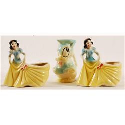 3 Walt Disney Snow White & Daffy Duck Planters