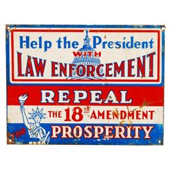Repeal the 18th Amendment Tin Prohibition Sign