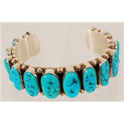 Signed Sterling Silver & Turquoise Bracelet