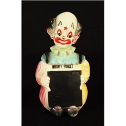 Clown Holding Chalkboard Cookie Jar