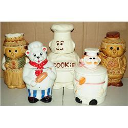 5 Assorted Chef Cookie Jars