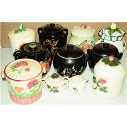 11 Assorted Cookie Jars, Creamers & Sugars