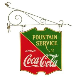 Coca Cola Fountain Service Hanging Sign & Bracket