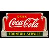 Image 1 : Coca Cola Fountain Service Die Cut Porcelain Sign