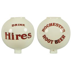 2 Rootbeer Advertising Soda Fountain Globes Hires