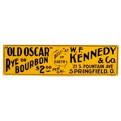 Old Oscar Rye Or Bourbon Tin Advertising Sign