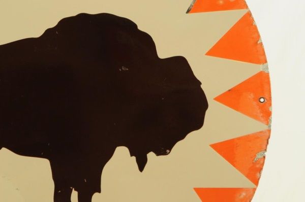 Buffs Sign Houston Buffs Baseball Team Porcelain Buffalo Sign