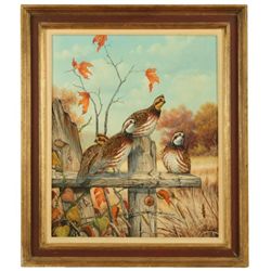 J.W. Thrasher Quail Oil Painting