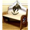 Image 1 : Pine carved cowboy bench, back with bucking