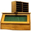 Image 1 : Collection of 2 includes oak glass front showcase
