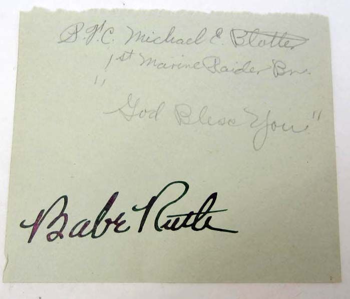 BABE RUTH SIGNATURE ON PAPER