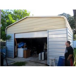 20' x 20' x 12' Metal Garage Bldg. w/12' Roll-Up Door & Side Door Wind Rated 145 mph (sold via pictu