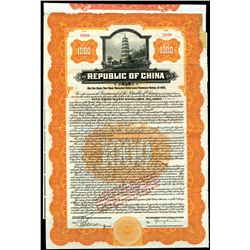 Republic of China, 1919, $1000 I/U Bond.
