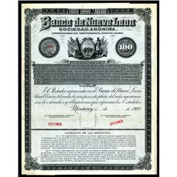 Banco de Nuevo Leon, 1900 Specimen Bond.