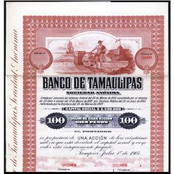 Banco de Tamaulipas Specimen Bond.