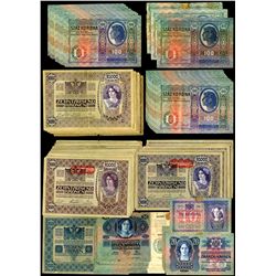 Austro Hungarian Bank, 1902-1918 Issue, Group of 113 Issued Banknotes