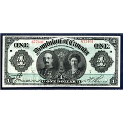 Dominion of Canada, $1, Green Line Over Signature, 1911 Issue Banknote.