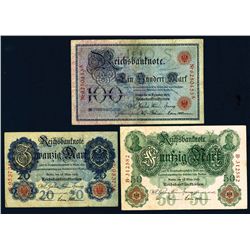 Reichsbanknote, 1905-1906 Issues, Trio of Issued Notes