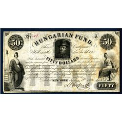 Hungarian Fund, New York, 1852 Series, Kossuth Autograph on the $50.