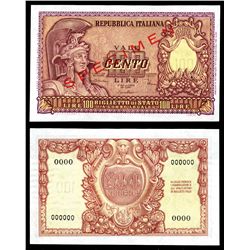 Repubblica Italiana, 1951 Issue Specimen Banknote.