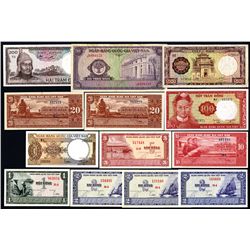 Ngan-Hang Quoc-Gia Viet-Nam, 1950s-60s Issue, Group of 13 Issued Banknotes