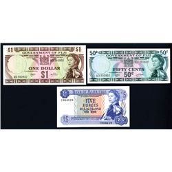 Trio of Mauritius and Fiji Notes