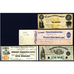 Michigan Mining Scrip Quartet ca.1860-70's.