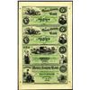 Image 1 : Morris County Bank, Uncut Sheet of 4, 1858-60's Full Tint Unissued Banknotes.