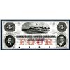Image 1 : Bank of the State of South Carolina, ca.1850's $4 Proof Obsolete Banknote.