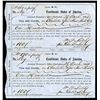 Image 1 : Confederate Interim Certificate, $100, 1864, Charleston, S.C, Uncut Pair of 4% Certificates.