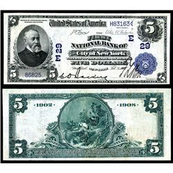 New York, NY.  National Banknote, $5, Charter # 29, 1902 Date Back Fr#590.