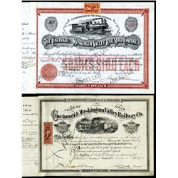 Cincinnati & Muskingum Valley Railway and also Railroad Co. 1871 and 1898 , Issued Stock Certificate