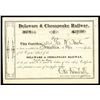 Image 1 : Delaware & Chesapeake Railway, 1882, Issued Stock Certificate.