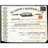 Image 1 : Junction Railroad Co.  1860 Stock Certificate.