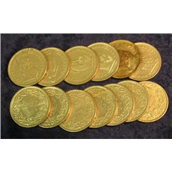 3. Switzerland Two Francs: (6) 1968, (3) 69, (1) 70, (1) 75, (1) 79, & (1) 80. VF-EF.