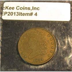 4. 1834 U.S. Half Cent. AU 50.
