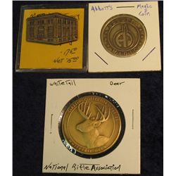 43. "Abbott's Magic" Coin; Holed Medal shaped like a bank "First National Bank/First Trust &/Savings