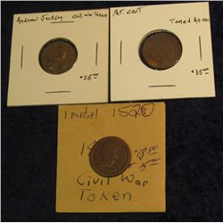 55. (3) Different Civil War Tokens: Andrew Jackson;  The Federal Union it Must and Shall be preserve