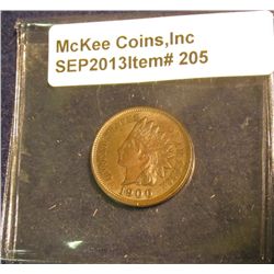 205. 1900 U.S. Indian Head Cent. Brown AU.