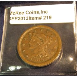 219. 1852 U.S. Large Cent. EF 40.