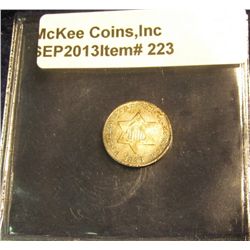 223. 1853 U.S. Three Cent Silver. VF-EF.