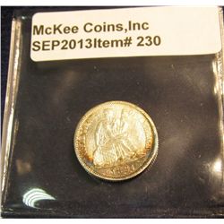 230. 1891 P U.S. Seated Liberty Dime. Nicely toned AU.